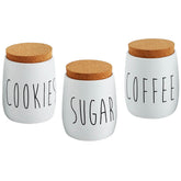 Kit 3 Porta Condimentos Sugar, Cookies e Coffee 850ml Potes para Açúcar, Biscoitos e Café OAK Branco